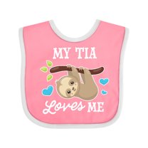 Inktastic My Tia Loves Me with Sloth and Hearts Boys or Girls Baby Bib