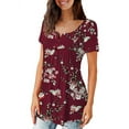 thumbnail image 4 of VERABENDI Womens Tops Plus Size Summer Short Sleeve Button V-Neck Henley Shirt Ladies Blouse (M-4xl), 4 of 7
