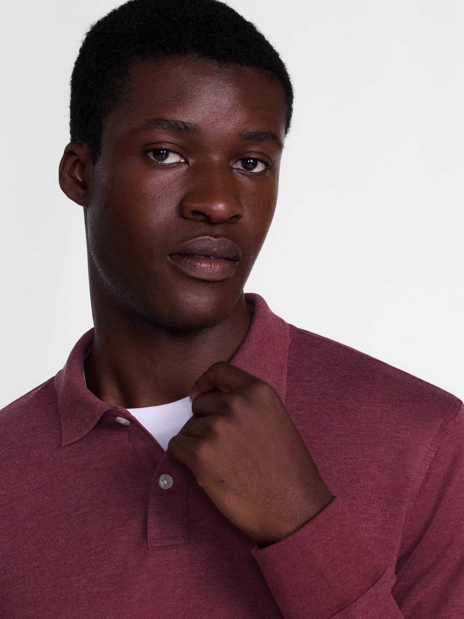 George Men's Interlock Polo Shirt with Long Sleeves, Sizes S-5XB