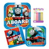 Thomas the Train Birthday Party Supplies Pack 56pc for 8: includes |Large Plates | Dessert Plates | Luncheon Napkins| Birthday Candles