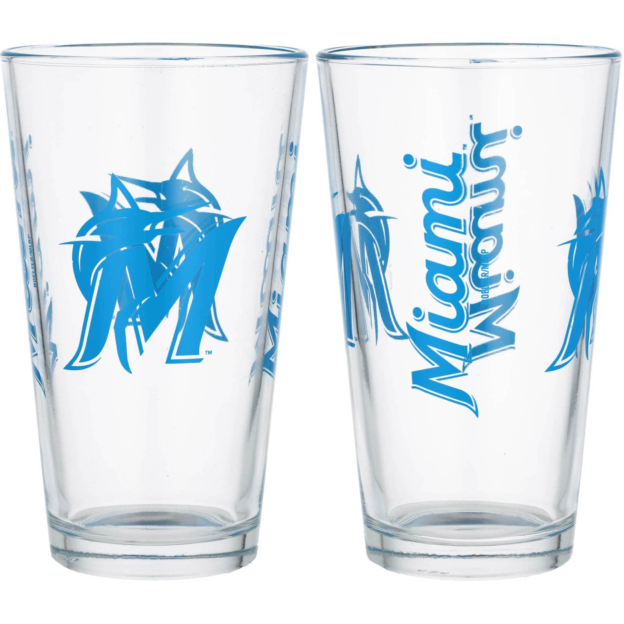 Miami Marlins Two Pack 16 Oz Pint Glass Set Walmart Com Walmart Com