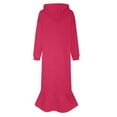 thumbnail image 4 of Sngxgn Women Long Sleeve Deep V Neck Loose Plain Long Maxi Casual Dress(Hot Pink,XXXL), 4 of 5