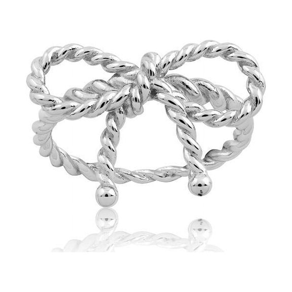 Silver Rope Bow Ring