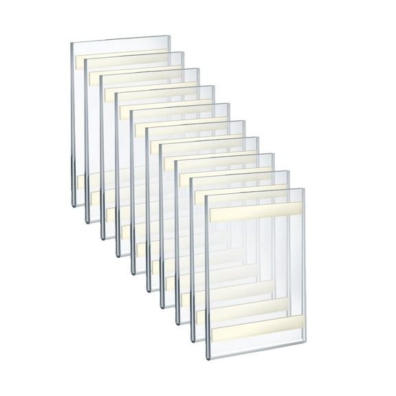 Self Adhesive Clear Acrylic Wall Sign Holder Frame 5" W x 7" H Portrait / Vertical, 10-Pack
