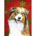 thumbnail image 1 of Carolines Treasures SC9437CHF 28 x 40 Po. Drapeau de Noël Australian Shepherd Flocons de Neige Rouges et Verts - Taille Maison, 1 of 4