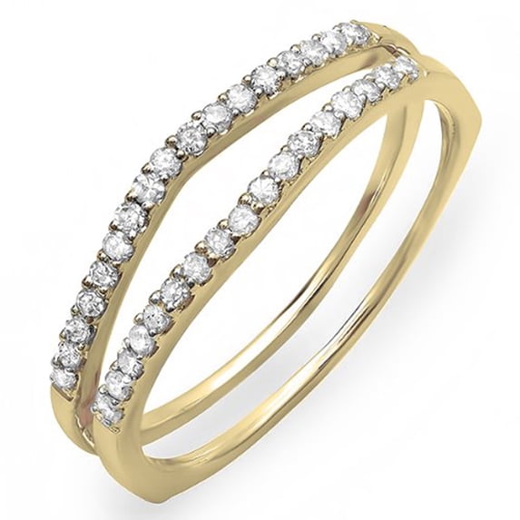 Dazzlingrock Collection 0.25 Carat (ctw) 10K White Diamond Enhancer Guard Wedding Band 1/4 CT, Yellow Gold, Size 7.5