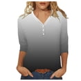 thumbnail image 1 of YDLCAFD Easter Women Suitable Tops V Neck Button Three Quarter Sleeve Comfortable Floral Print Blouse T Shirts, 1 of 5