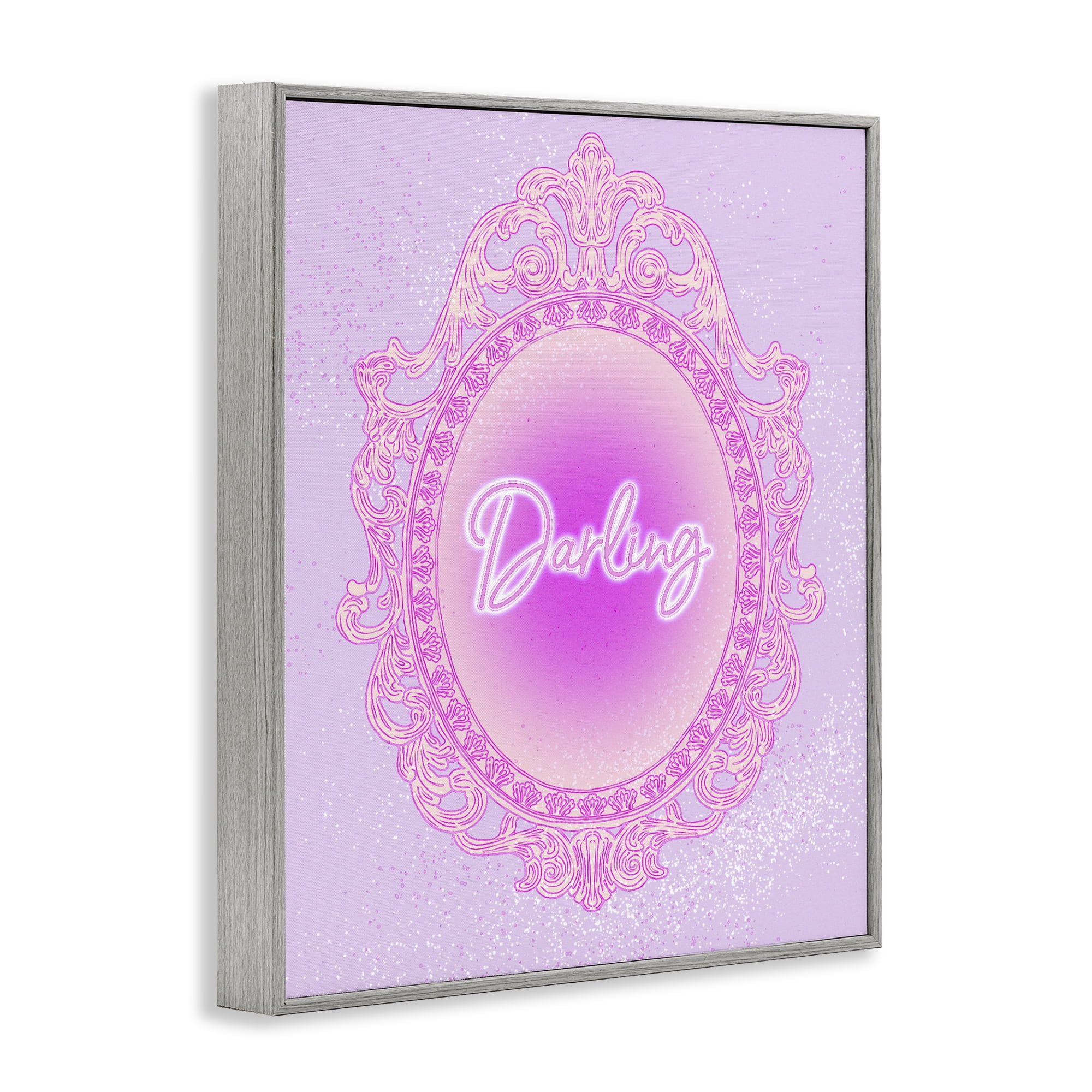 Stupell Industries Darling Ornate Mirror Gray Framed Giclee Art, design by Ziwei Li