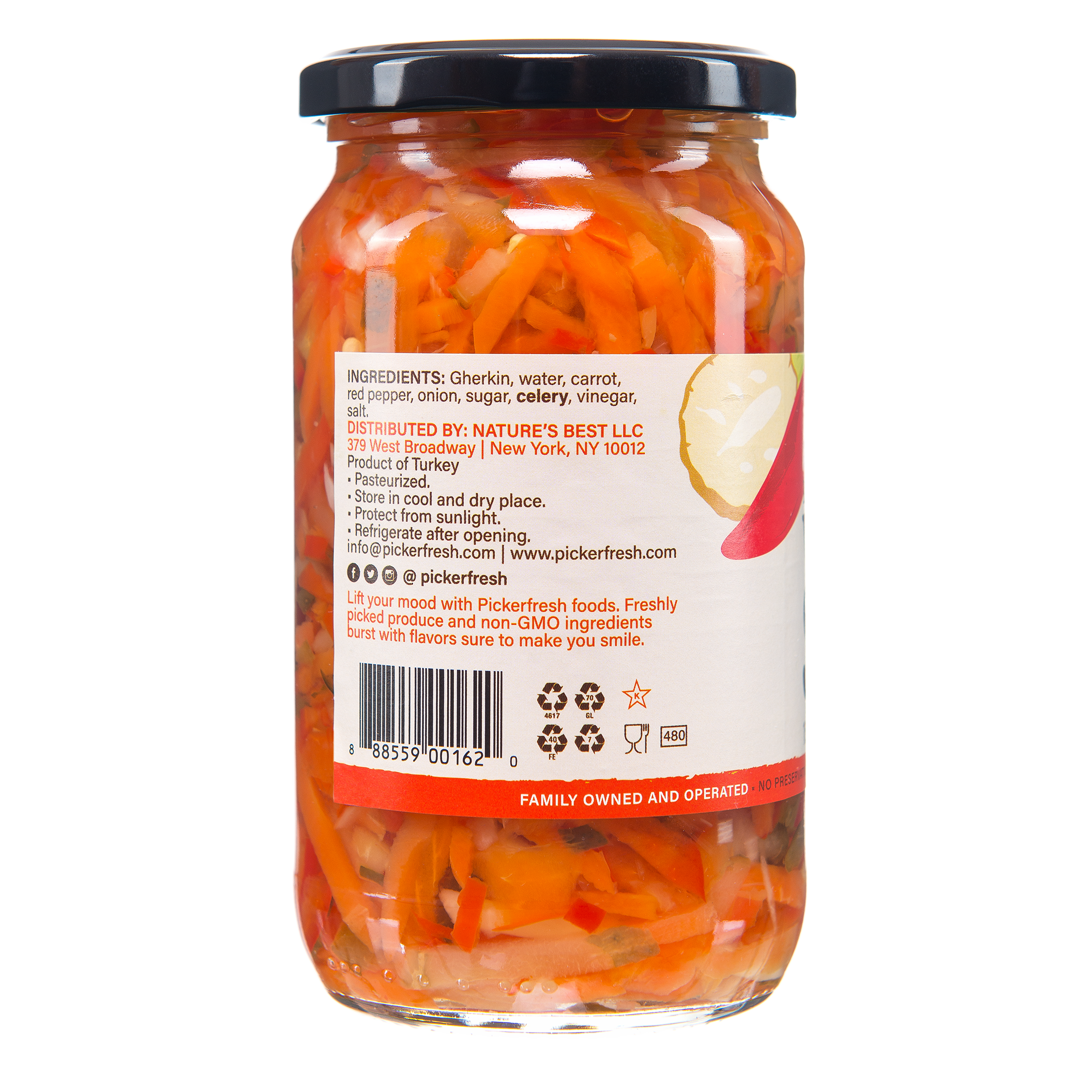 (3 pack) Pickerfresh Pickled Veggie Slaw, 16 oz Glass Jar, 1 Count