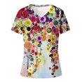 thumbnail image 4 of Fiudx Ofertas Flash Del Día Solo En Línea Camisetas Holgadas de Manga Corta con Cuello En V Informales con Estampado de Moda para Mujer, 4 of 4