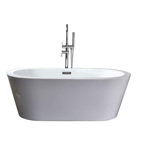 Lexora LD900459A1C0000 59 in. Lure Freestanding Bathtub with Chrome Drain, White
