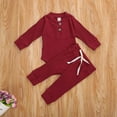 thumbnail image 2 of One opening Baby Boys Autumn Clothes Sets Fall Infant Newborn Long Sleeve Ribbed Bodysuits + Elastic Pants Solid Outfit 0-24M, 2 of 5