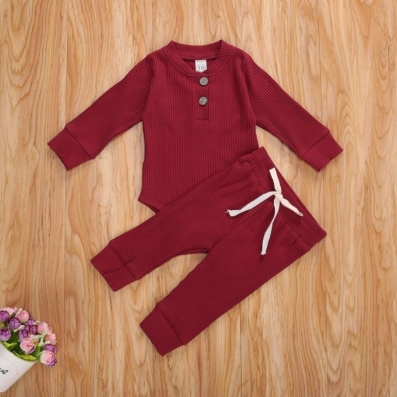 ITFABS Ensemble pour Nouveau-Né Fille/garçon Combinaison à Manches Longues Rayée + Pantalon
