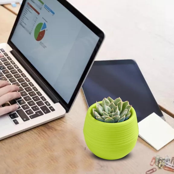 YaoZQ 2pcs Green Small Flower Pots, 3" Self Absorbent Lazy Planter. Durable Hydroponic Container for Herbs & Starter