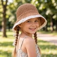 thumbnail image 3 of Wxirdiow Newborn Hats for Boys Baby Girl Straw Hat Outdoor Baby Sun Hats Summer Bowknot Cap For Infant Toddler Girls Khaki Size,6-24 Months, 3 of 5