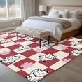 thumbnail image 5 of Area Rug 72×108in, Japanese Lucky Cat Pink Floral Floor Carpet Living Room Rug, Vintage Red Buffalo Plaid Non-Slip Welcome Mat Indoor Rugs for Bedroom Dining Room, 5 of 9