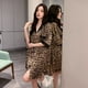 thumbnail image 3 of Camisón con solapa para mujer, cárdigan con estampado de leopardo, falda de seda satinada, vestido de noche a la moda, 3 of 5