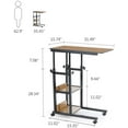 thumbnail image 6 of Tribesigns Sofa Side Table, Mobile C Table End Table Snack Table with 2-Tier Storage Shelves and wheels for Sofa Couch,Adjustable Height, 6 of 6
