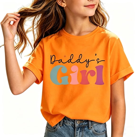 Going Out Tops for Girls Crewneck Funny Cute Summer Graphic Tees Shirts Casual Short Sleeve Cotton Tshirts 3 Years, Orange