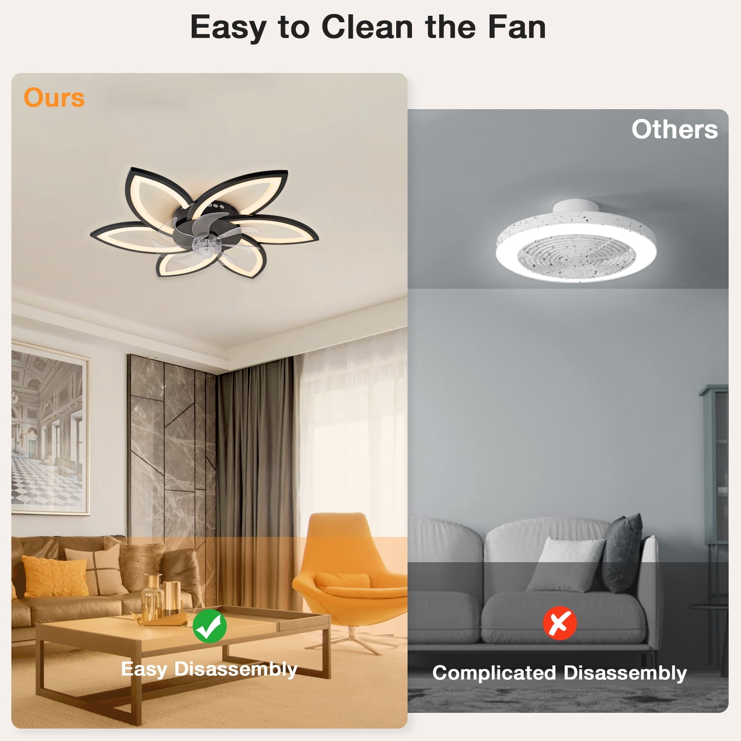 Ceiling Fan Light and Remote FIMEI Ceiling Light with Fan 3 Colors 6 Wind Levels