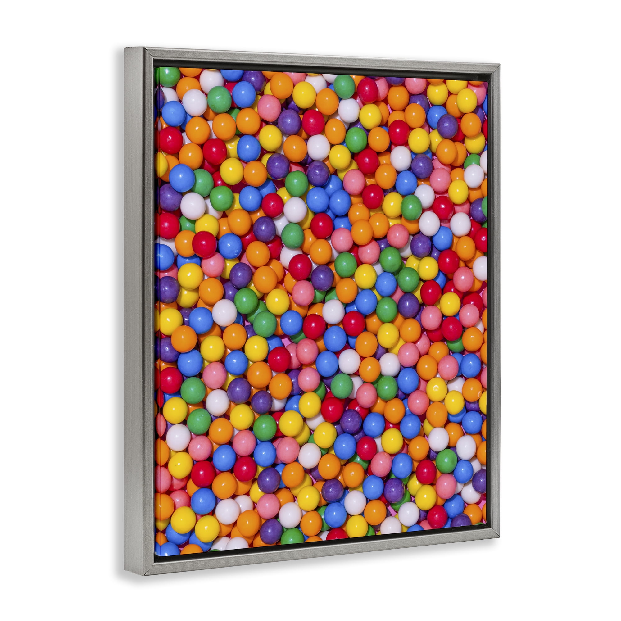 Stupell Industries Colorful Gumballs Close Up Gray Framed Floater Canvas Wall Art, design by LISH Creative