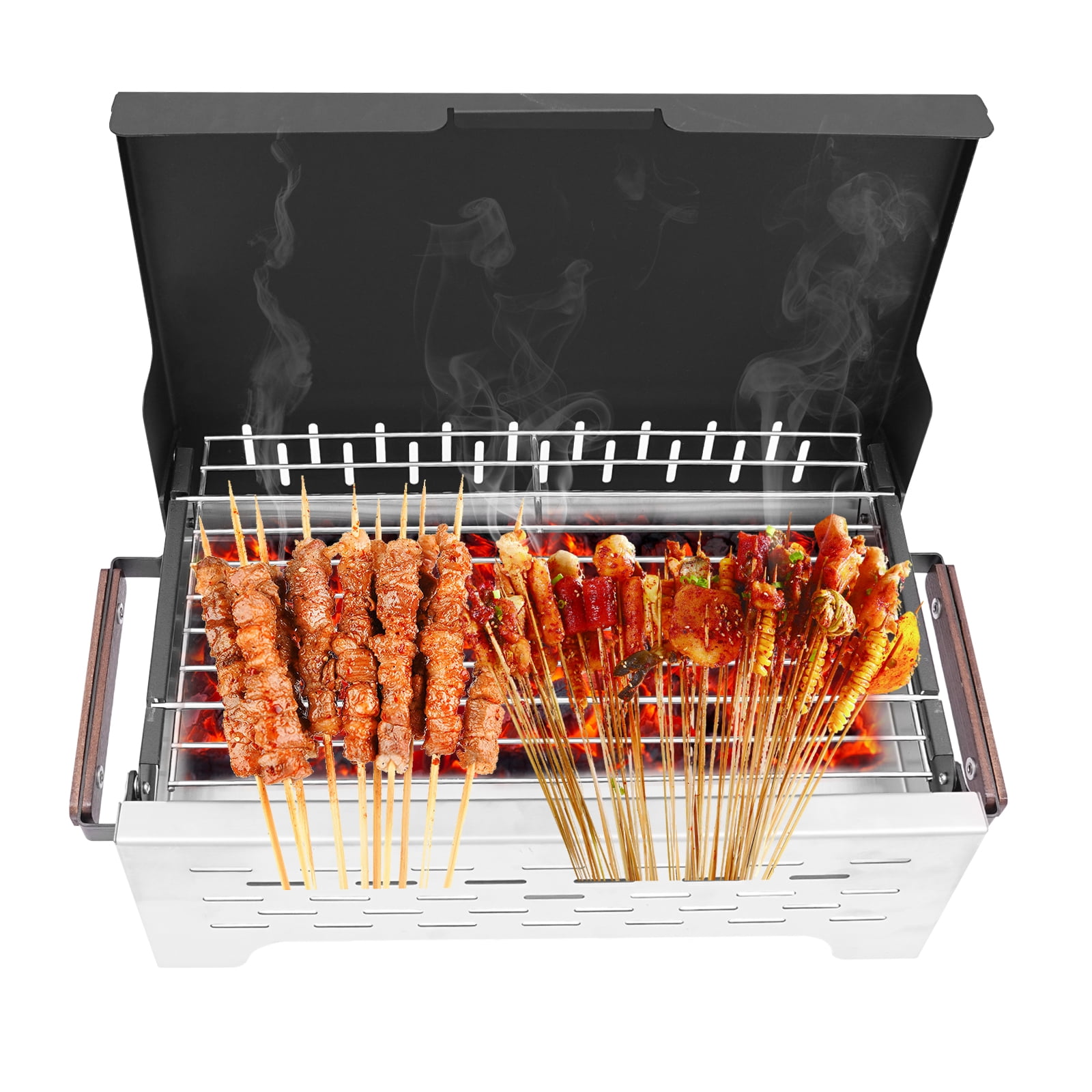 ToppiJoy Portable Charcoal Grill Stainless Steel, Countertop Folding Camping Grill Outdoor BBQ Grill for Outdoor Cooking Camping Garden