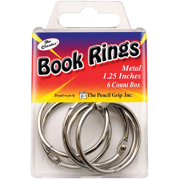 Book Rings 1.25" 6/PkgSilver