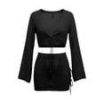 thumbnail image 6 of Mceream Women Solid Backless Bikini Bandage Two-Pieces Swimwear Swimsuit Beachwear Set Black S, 6 of 6