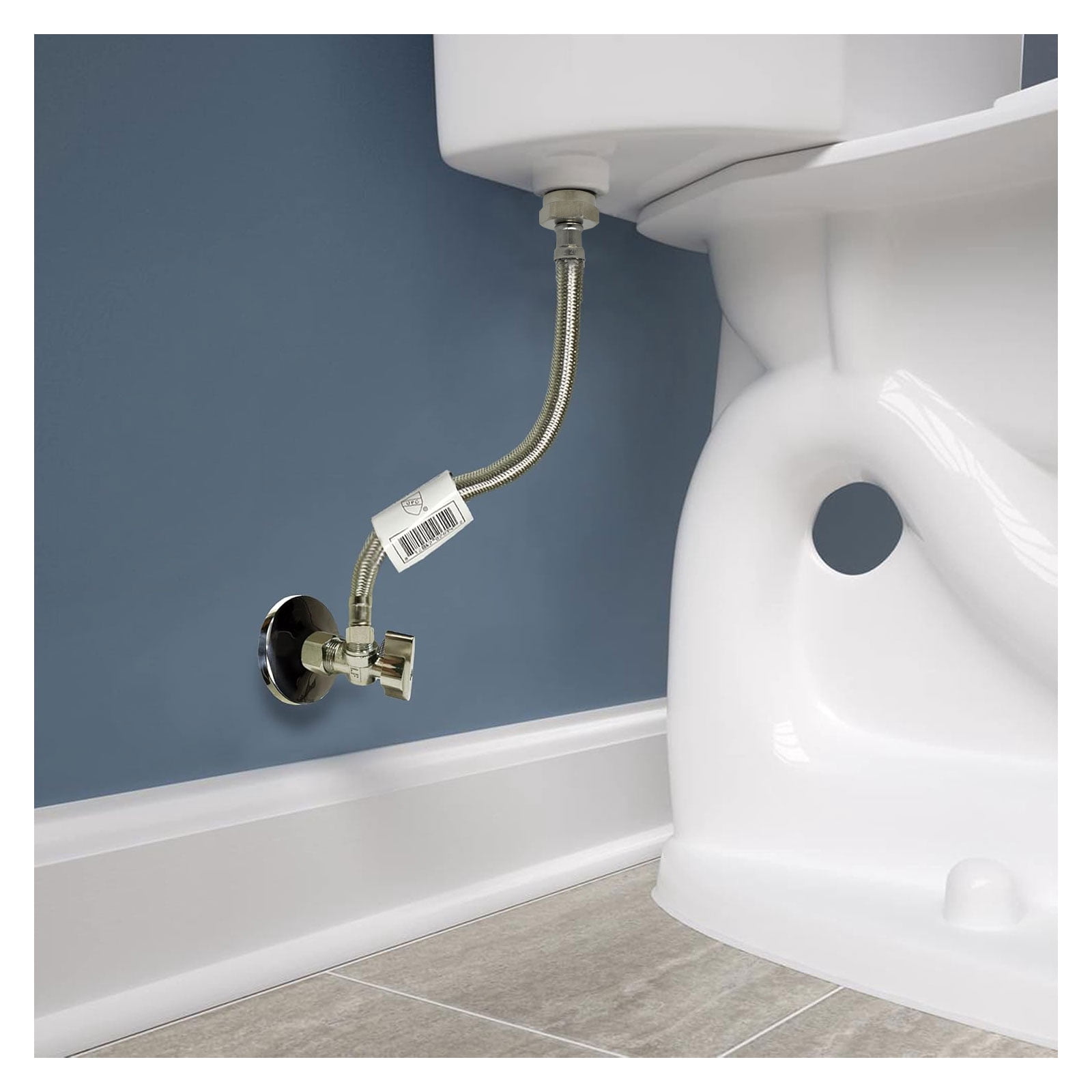 Miiflex 4AQP12B, Silver Stainless Steel 1/2 in Angle Shut Off Valve