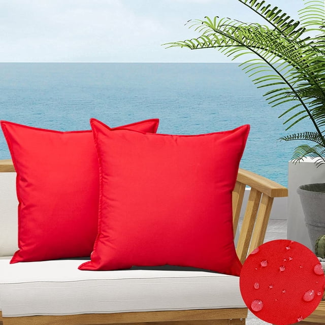 Fundas de almohada SOFJAGETQ impermeables para exteriores, 50 x 50 cm, color rojo, paquete de 2