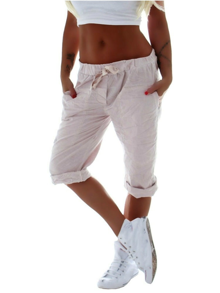 white capri joggers