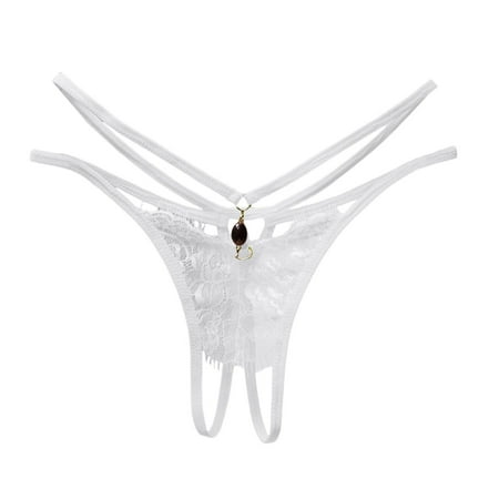 GHSOHS Womens Underwear Panty White Thong Lingerie for Women Low Waist Mesh Briefs Solid Cotton Crotch Underwear Panties Seamless Underpants No Show Lace Panties White Briefs Panties for Women