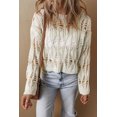 thumbnail image 6 of Women's White Cut Out Crochet Crew Neck Loose Fit Sweater - [ZhiHiMeRi] | (US 12-14)L, 6 of 6
