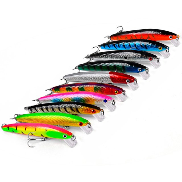 10 Uds. Wobbler de ojos 3D cebo duro falso con ganchos para aparejos de pesca de Lucio