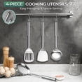 thumbnail image 4 of Walchoice Kitchen Utensils Set, 4 PCS Stainless Steel Cooking Tools, Metal Kitchen Tools Set with Ladle Skimmer Solid Turner Slotted Turner, Heat Resistant & Dishwasher Safe, 4 of 7