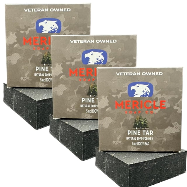 Mericle Soap Co. Barra corporal orgánica de alquitrán de pino de 5 oz | Propiedad de veteranos | Tecnología tradicional de proceso en frío | Ingredientes naturales | Sin productos químicos agresivos