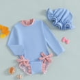 thumbnail image 4 of Coerni Toddler Baby Girl Swimsuit Long Sleeve Rainbow Star Rash Guard Zipper Bathing Suit Swimwear Bikini Top Kids, 4 of 8