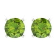 thumbnail image 3 of 14K Solid Gold Push Back Stud Earrings for Women | 4 cttw Round Cut Natural Peridot | White Gold, 3 of 5