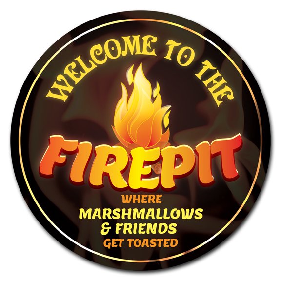 SignMission Circular Rigid Plastic Sign 12" Tall - Firepit | Plastic Sign |  Made in the USA
