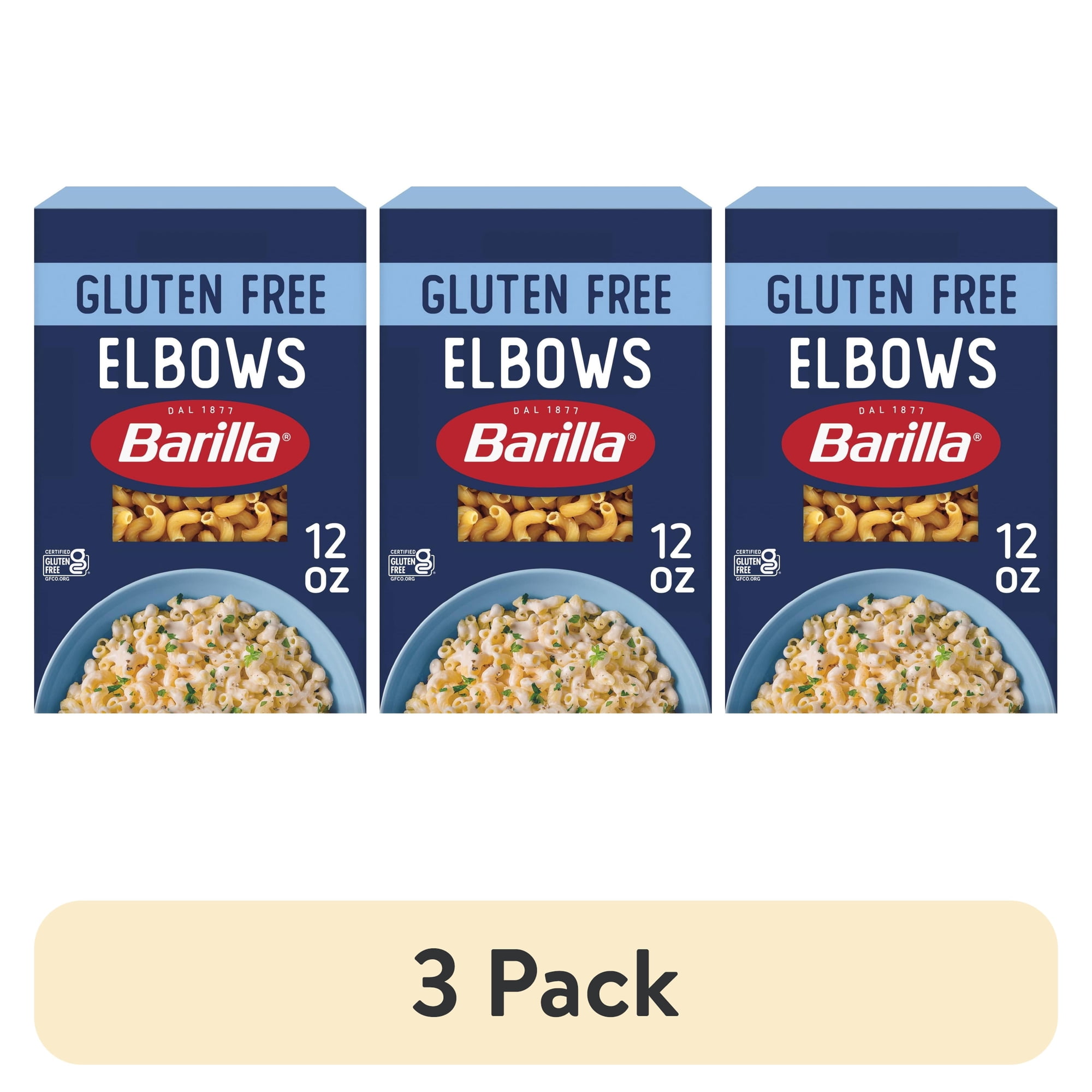 (3 pack) BARILLA Gluten-Free Elbows Pasta Gluten-Free Pasta Made with 2 Ingredients 12oz.