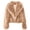 Pink, variant on Short Faux Fur Jacket for Women Lapel Cardigan Winter Fluffy Outwear Coat for Evening Dresses Pink M