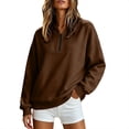 thumbnail image 3 of Quarter Zip Sweatshirt for Women Oversized Drop Shoulder Long Sleeve Pullover Preppy Aesthetic Top, 3 of 7