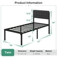 thumbnail image 6 of Maenizi Twin Bed Frames with Upholstered Headboard, 18 inch Tall Twin Platform Bed Frame, Steel Slat Support, Noise Free, No Box Spring Needed, Easy Assembly, Black, 6 of 6