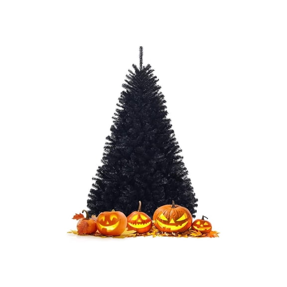 Drevy 6FT Artificial Christmas Tree with Sturdy Metal Stand, Unlit Tree with 1036 Branch Tips PVC Needles, Black