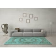 thumbnail image 3 of Ahgly Company Indoor Rectangle Medallion Light Blue Traditional Area Rugs, 2' x 5', 3 of 4