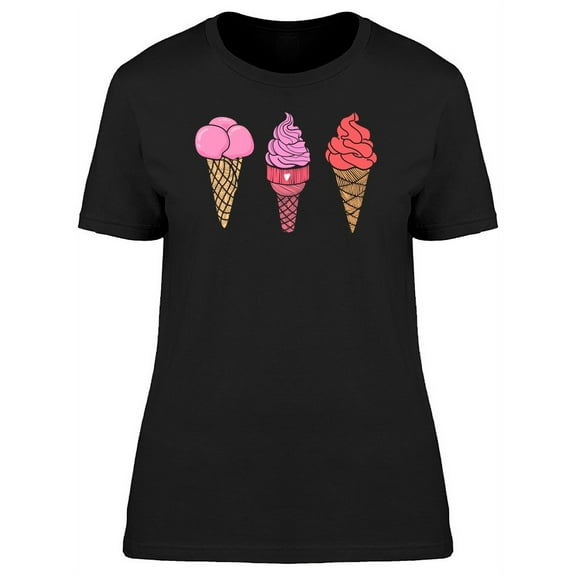 Cool Ice Cream Cone Doodles T-Shirt Women -Image by Shutterstock, Female Medium