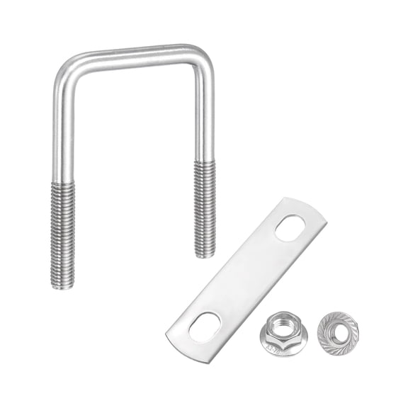 Uxcell M8 1-9/16 Inch Inner Wide Square U Bolts, 3-9/16 Inch Length 304 Stainless Steel U-Bolts with Flange Hexagon Nuts, Frame Plates for Trailer, Automotive, (40mm W x 90mm L)
