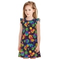 thumbnail image 1 of Balery Colorful Pineapples1 Camisón de princesa para niñas, pijama de algodón con mangas abullonadas, suave y bonito.-Large, 1 of 6