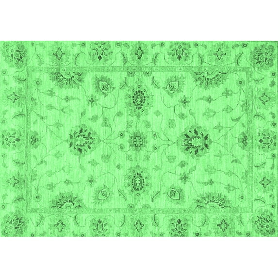 Ahgly Company Indoor Rectangle Oriental Emerald Green Traditional Area Rugs, 2' x 4'