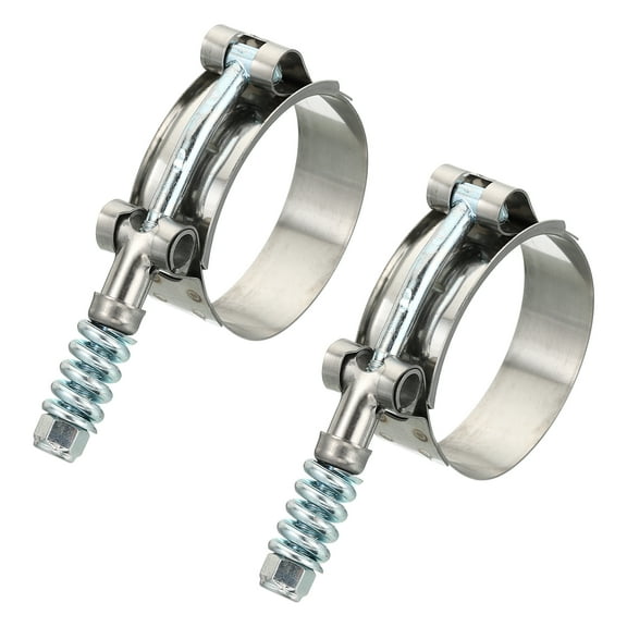 Uxcell T-Bolt Hose Clamps with Spring, 2 Pack 304 Stainless Steel Adjustable Worm Hose Clamp for 1.75" Hose ID